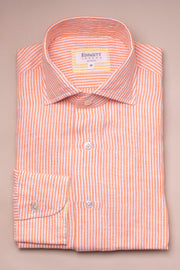 Orange Linen Striped Shirt
