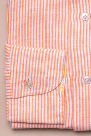 Orange Linen Striped Shirt