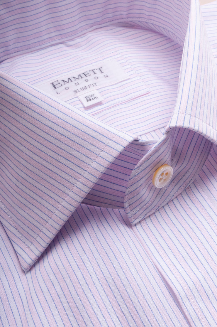 Pink On White 140s Stripe Shirt