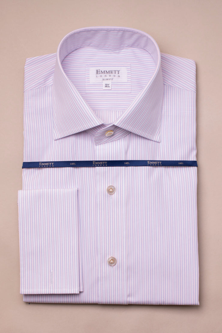 Pink On White 140s Stripe Shirt