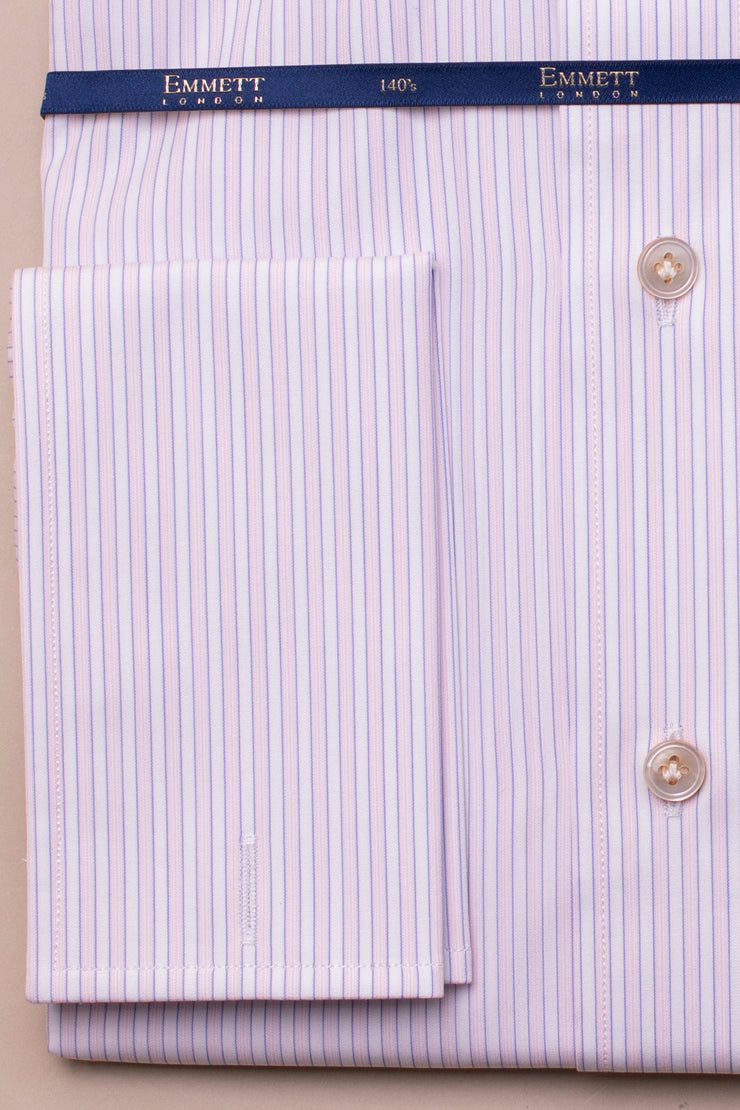 Pink On White 140s Stripe Shirt