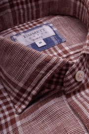 Brown Linen Checked Shirt