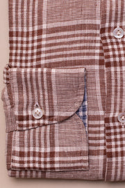 Brown Linen Checked Shirt