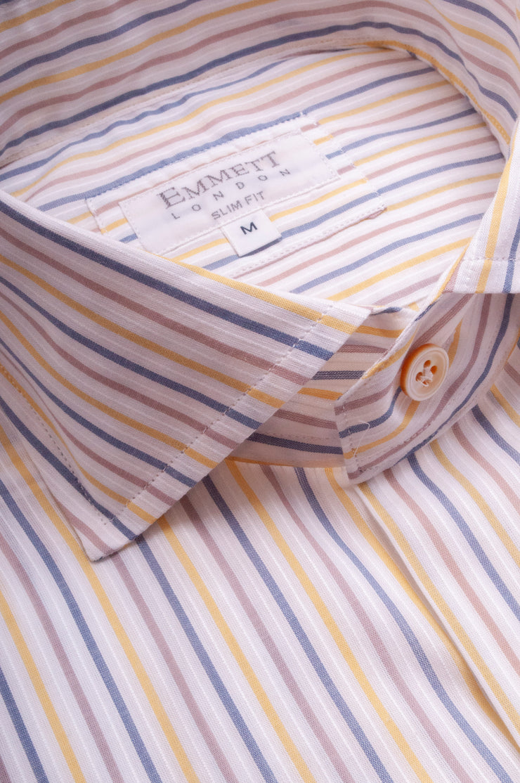 Blue And Yellow Light Striped Shirt