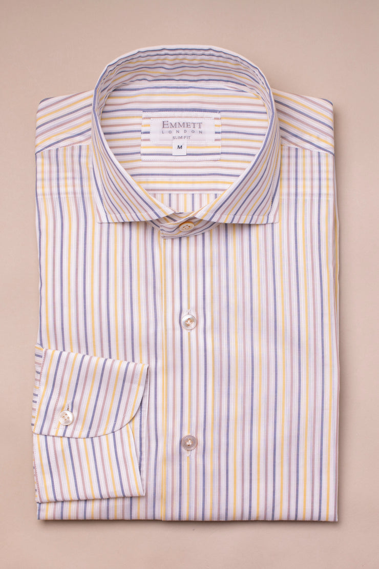Blue And Yellow Light Striped Shirt