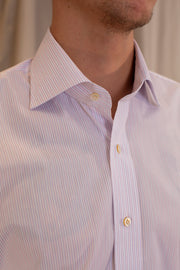 Pink On White 140s Stripe Shirt