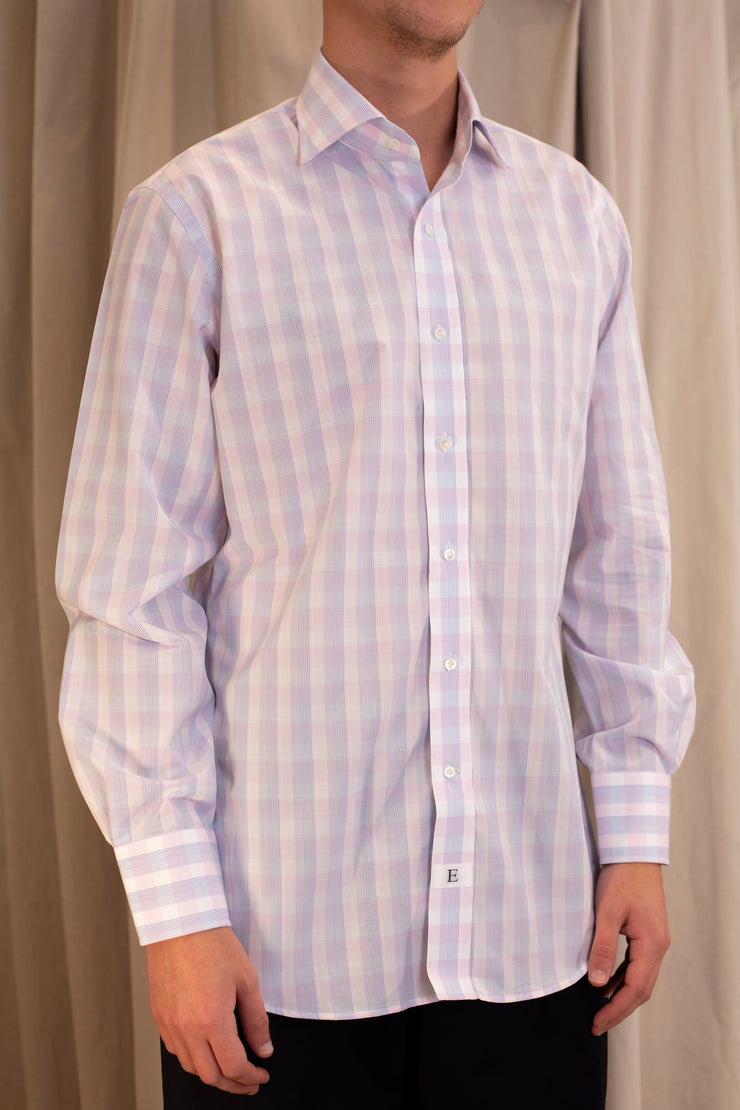 Pink And Blue Checked Shirt
