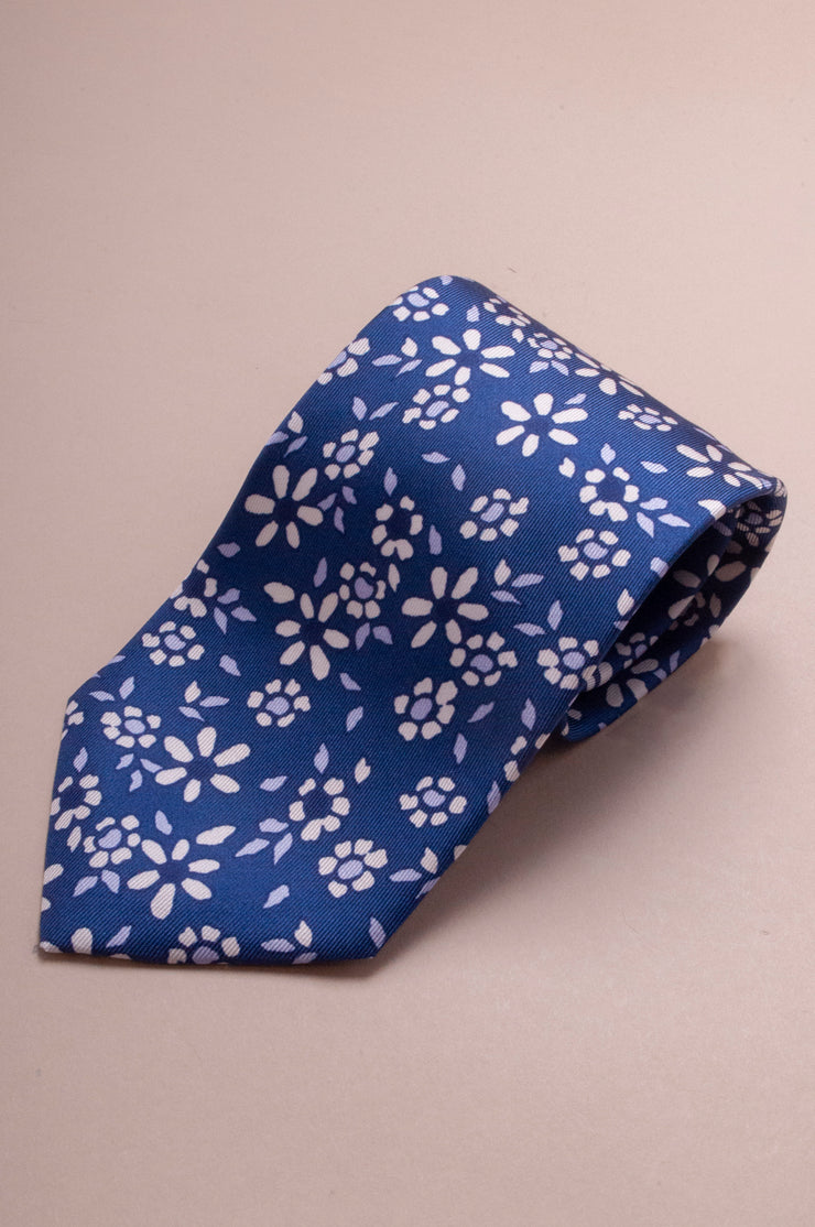 Blue On Blue Flower Tie