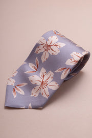 Summer Flower Silk Grey Tie