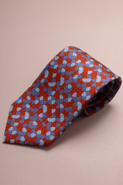 Burnt Orange And Blue Design Tie