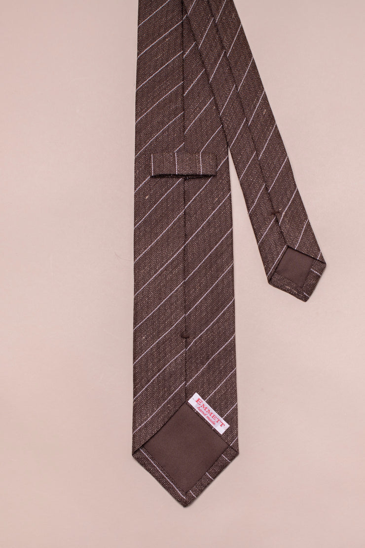 Brown And Fine White Stripe Tie