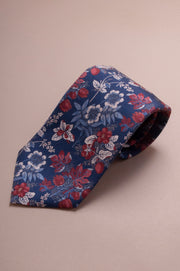 Mixed Blue Floral Design Tie