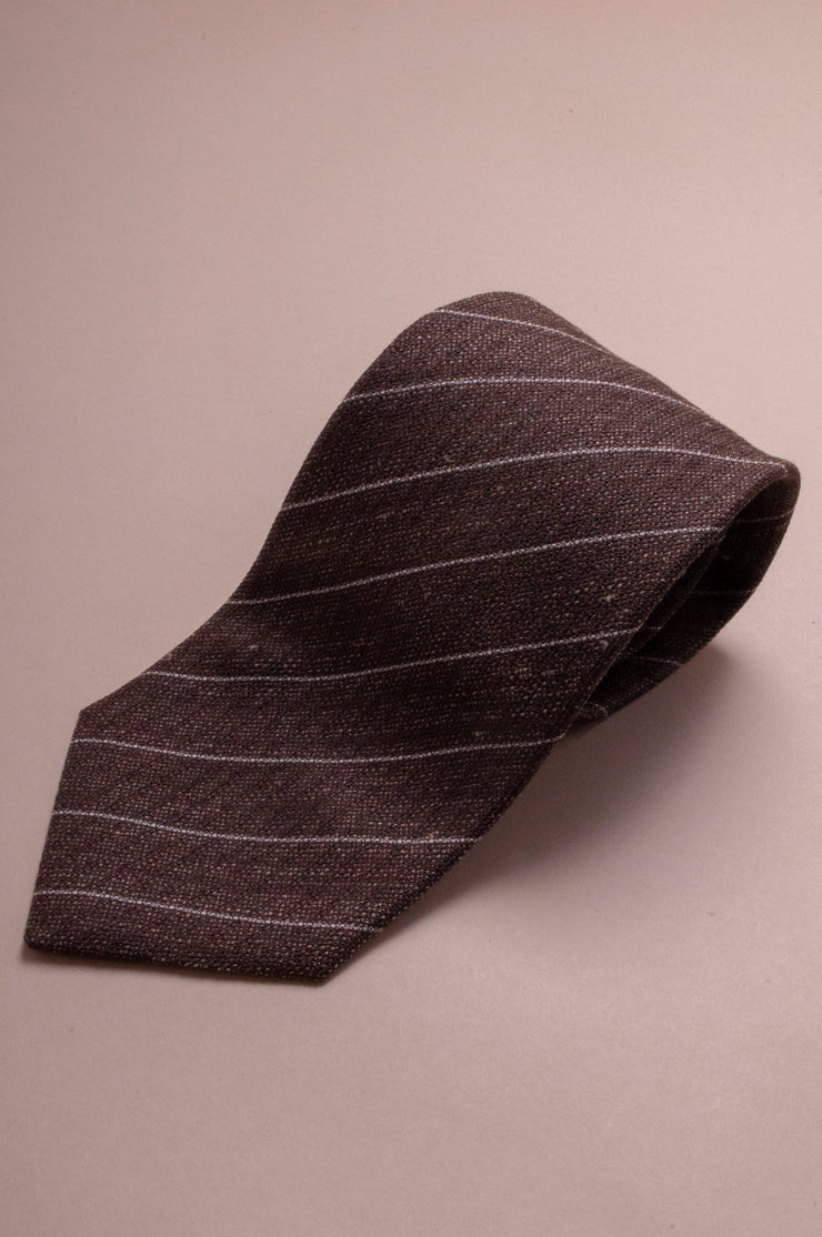 Brown And Fine White Stripe Tie