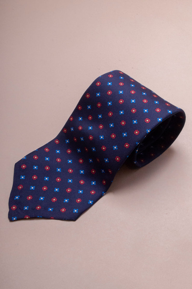 Blue And Red Patterned Silk tie