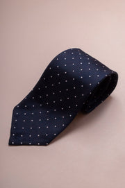 Navy And Small White Polka Dot Tie