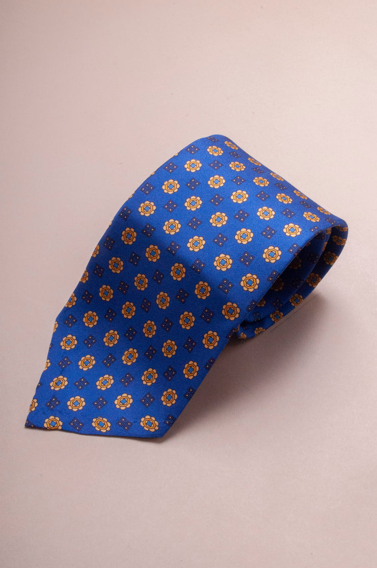 Royal Blue And Yellow Silk Tie