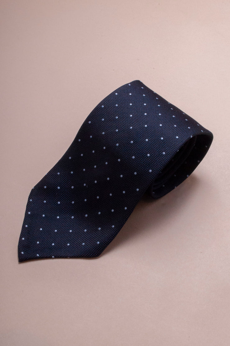 Small Navy And Blue Polka Dot Tie