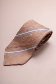 Beige Stripe Shantung Silk Tie