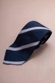 Navy And light Blue Stripe shantung Silk Tie