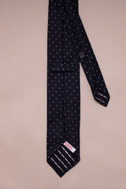 Navy And Small White Polka Dot Tie