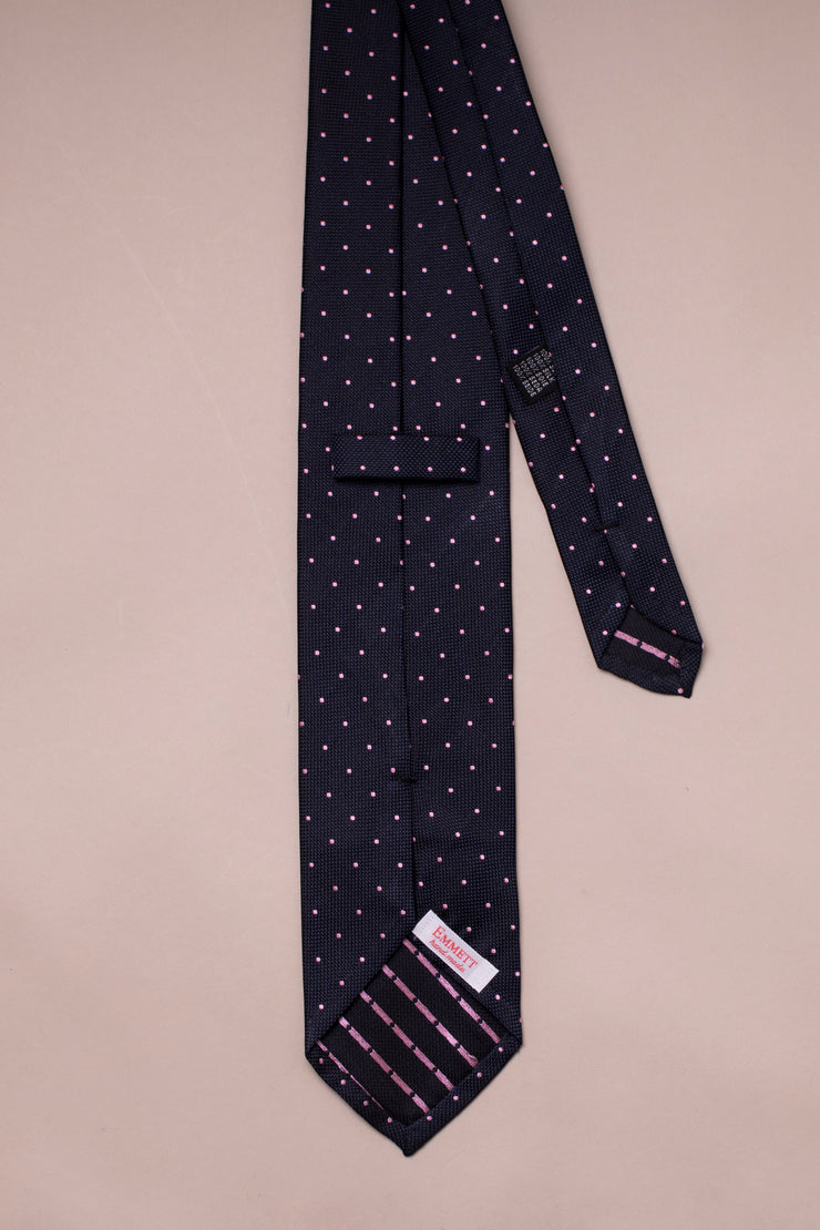 Small Pink And navy Polka Dot Tie