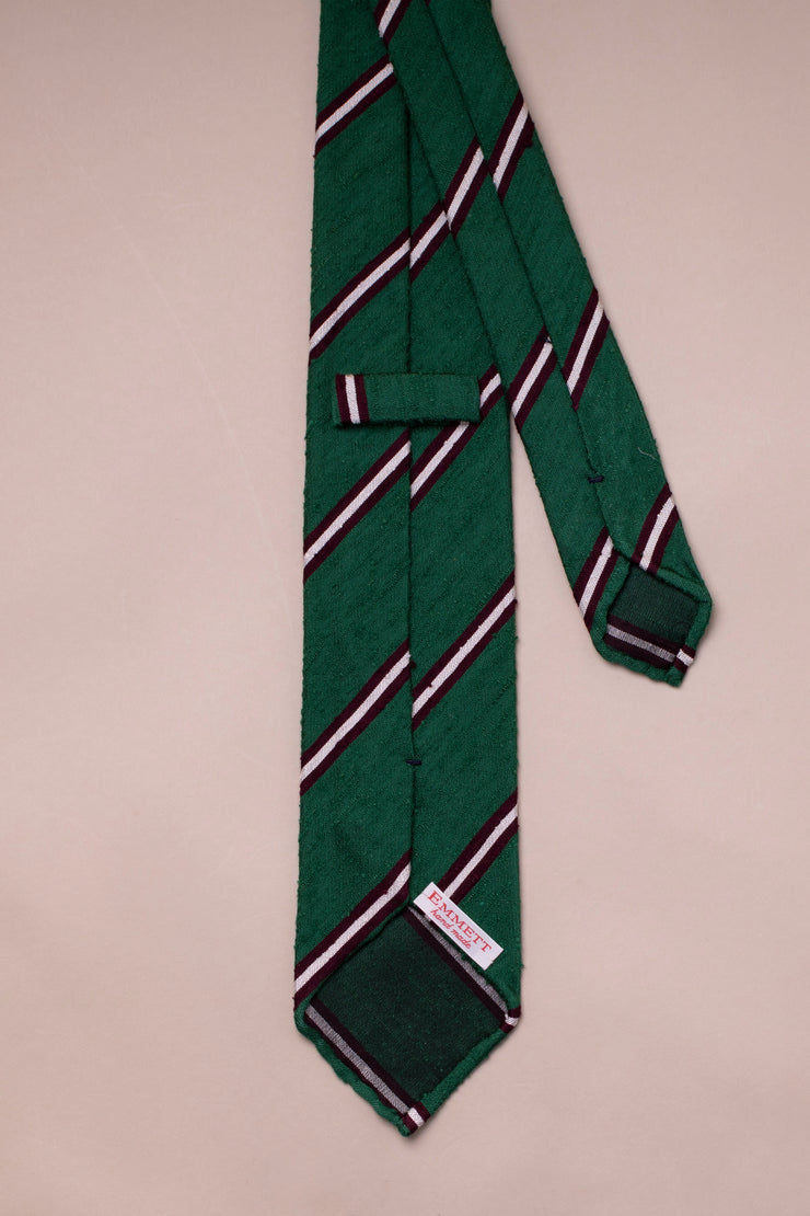 Green Striped Shantung Silk Tie