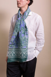 Green And Lilac Silk Linen Scarf