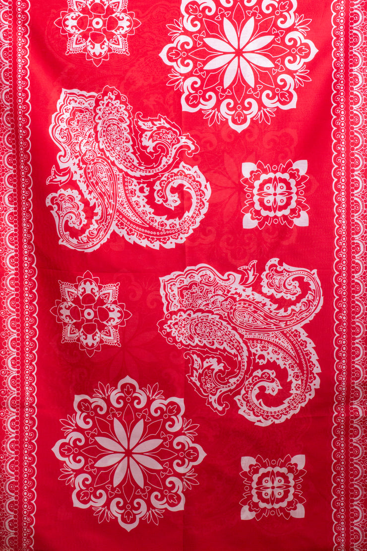 Red & White Printed Scarf