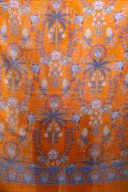 Burnt Orange Paisley Silk Linen Scarf