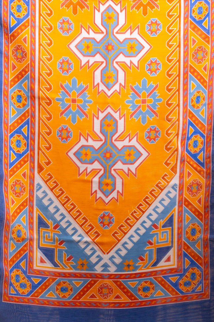 Blue And Orange Silk Linen Scarf