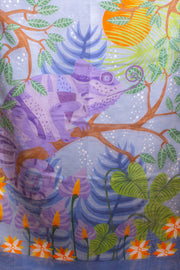 Lilac Printed Silk Linen Scarf