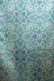 Soft Green Floral Silk Linen Scarf