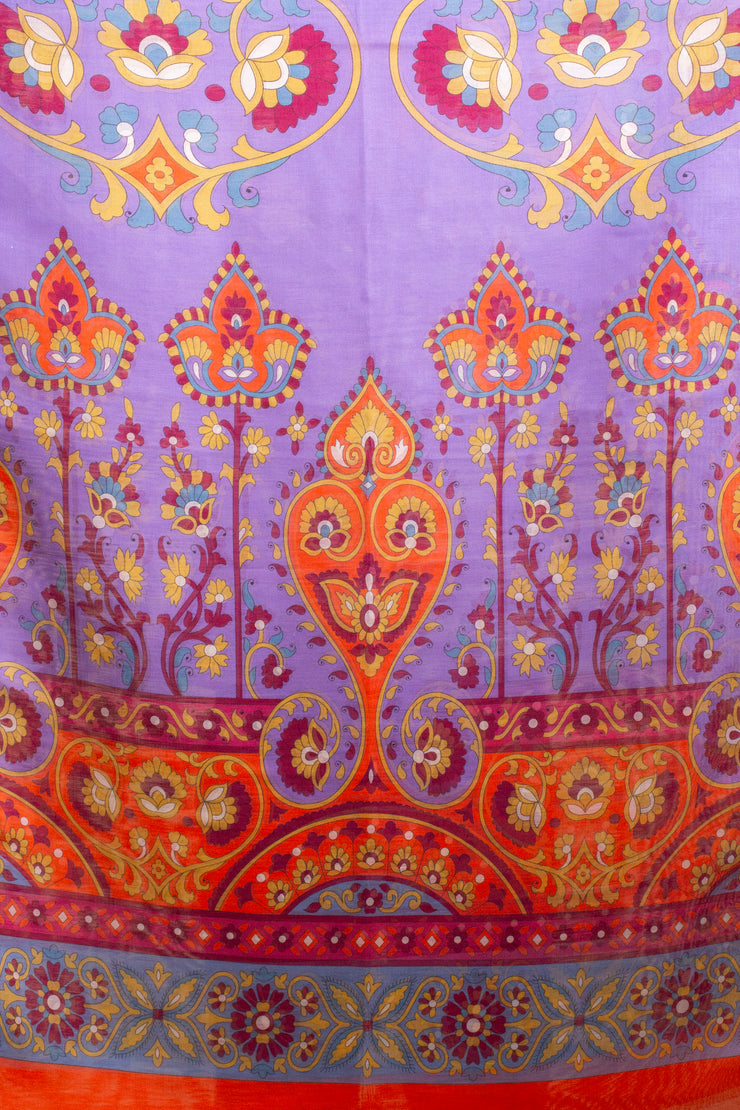Orange And Purple Paisley Silk Linen Scarf