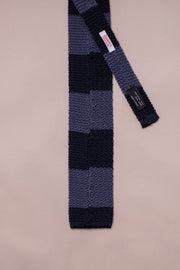 Wide Blue On Blue Silk Knitted Tie