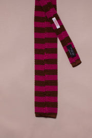 Pink And Brown Silk Knitted Tie