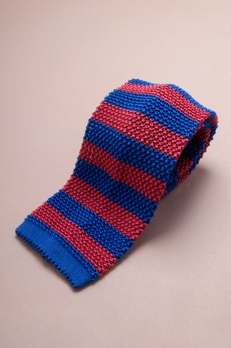 Pink And Blue Silk Knitted Tie