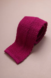 Dark Pink Silk Knitted Tie
