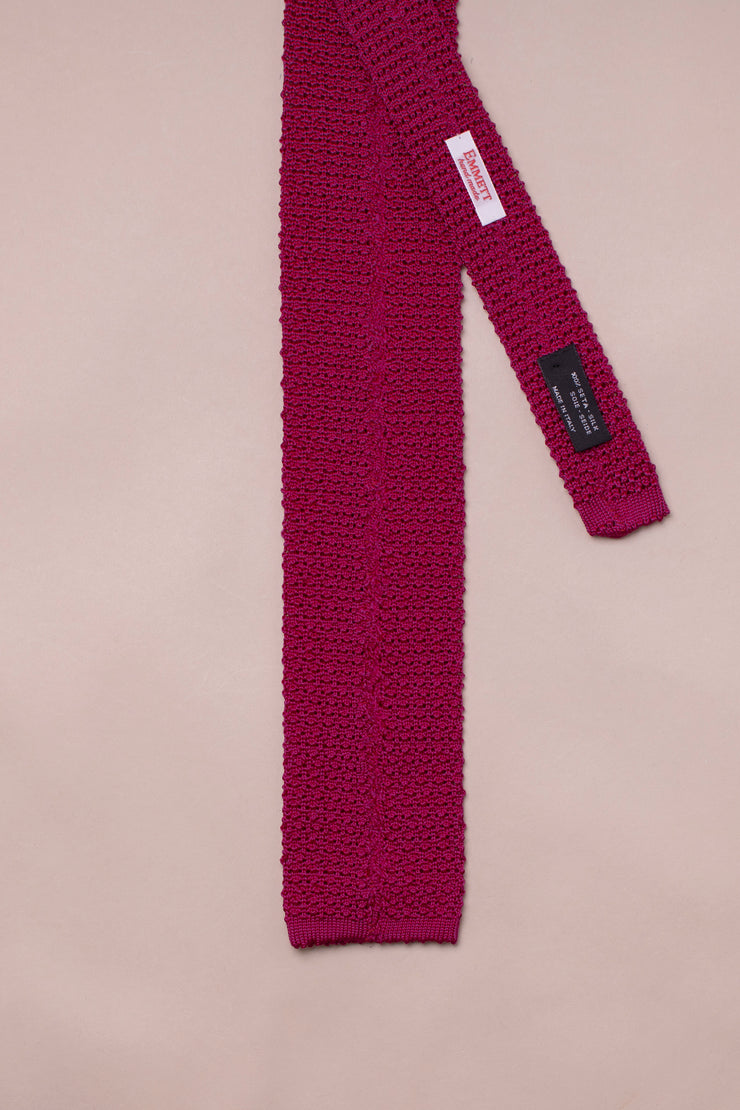 Dark Pink Silk Knitted Tie