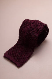 Burgundy Silk Knitted Tie