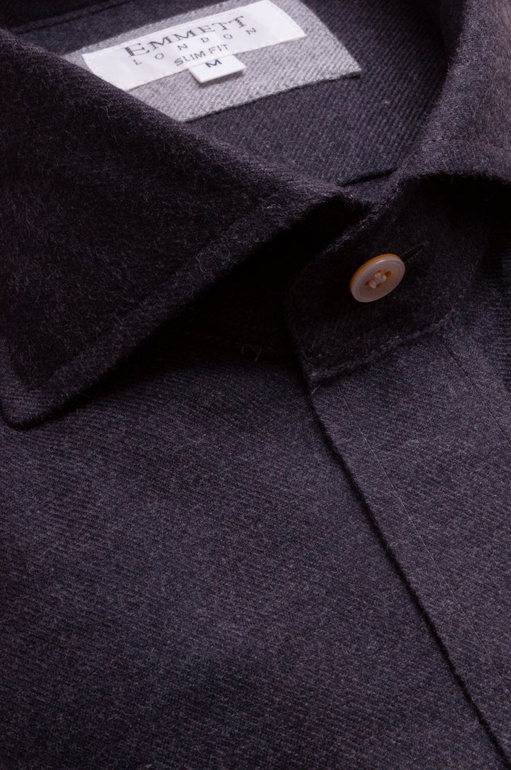 Dark Grey Brushed Cotton Shirt