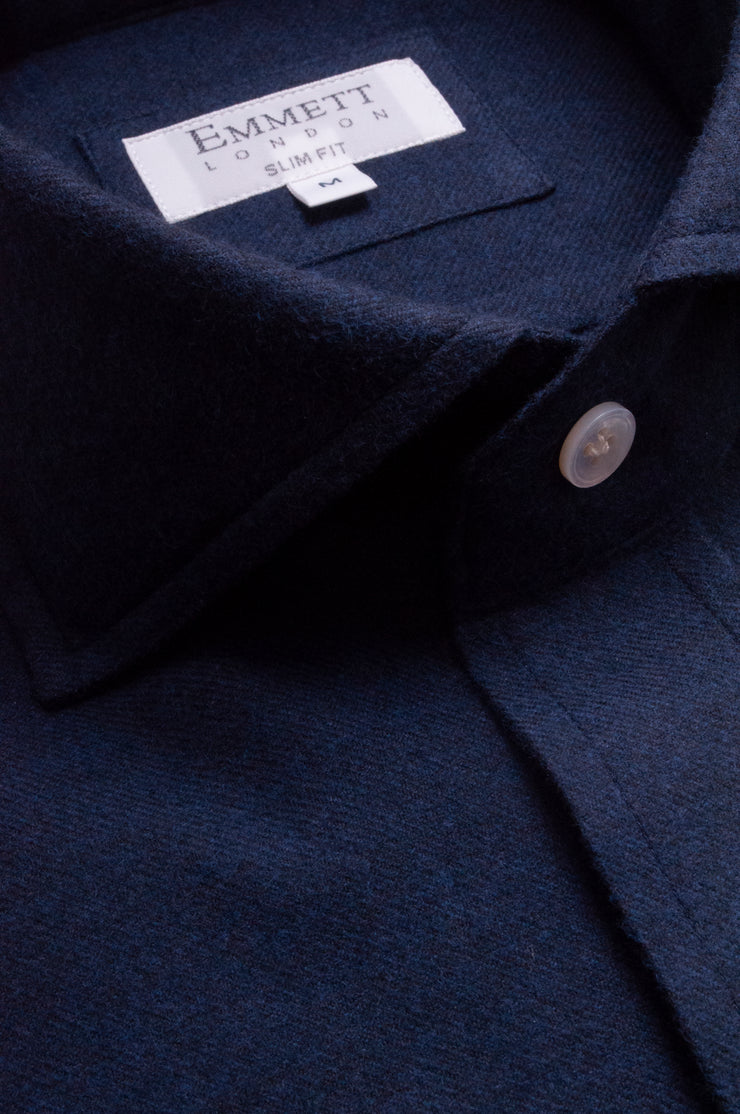 Petrol Blue Brushed Cotton Shirt
