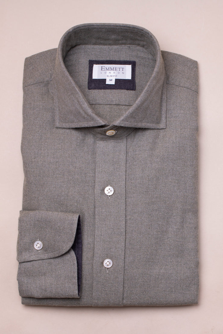 Soft Grey Brushed Cotton Shirt