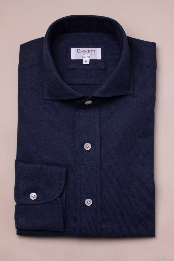 Petrol Blue Brushed Cotton Shirt