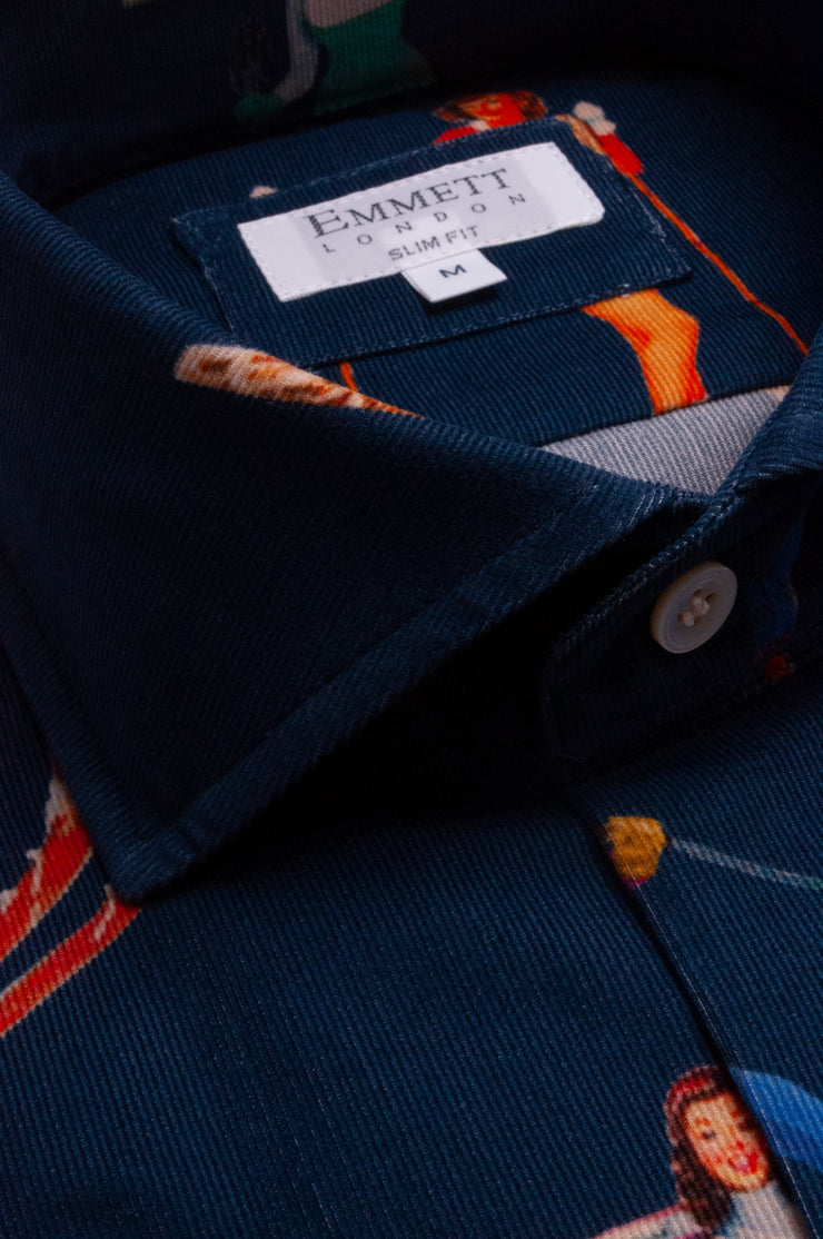 Navy Skier Printed Shirt
