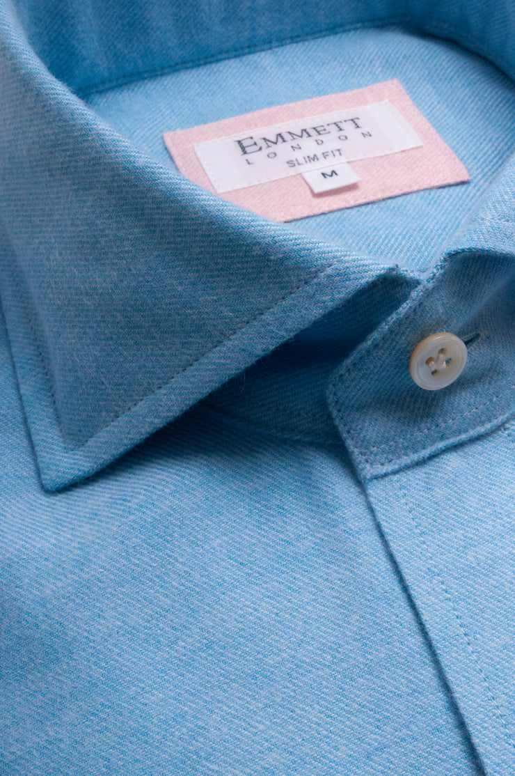 Bright Blue Brushed Cotton Shirt