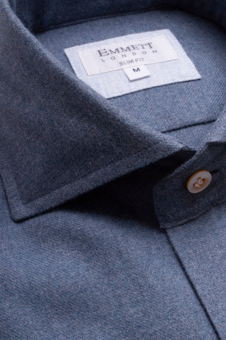 Denim Blue Brushed Cotton Shirt