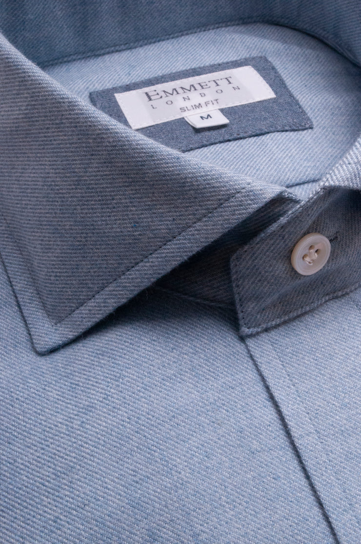 Soft Blue Brushed Cotton Shirt