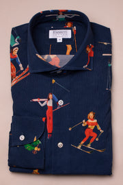 Navy Skier Printed Shirt