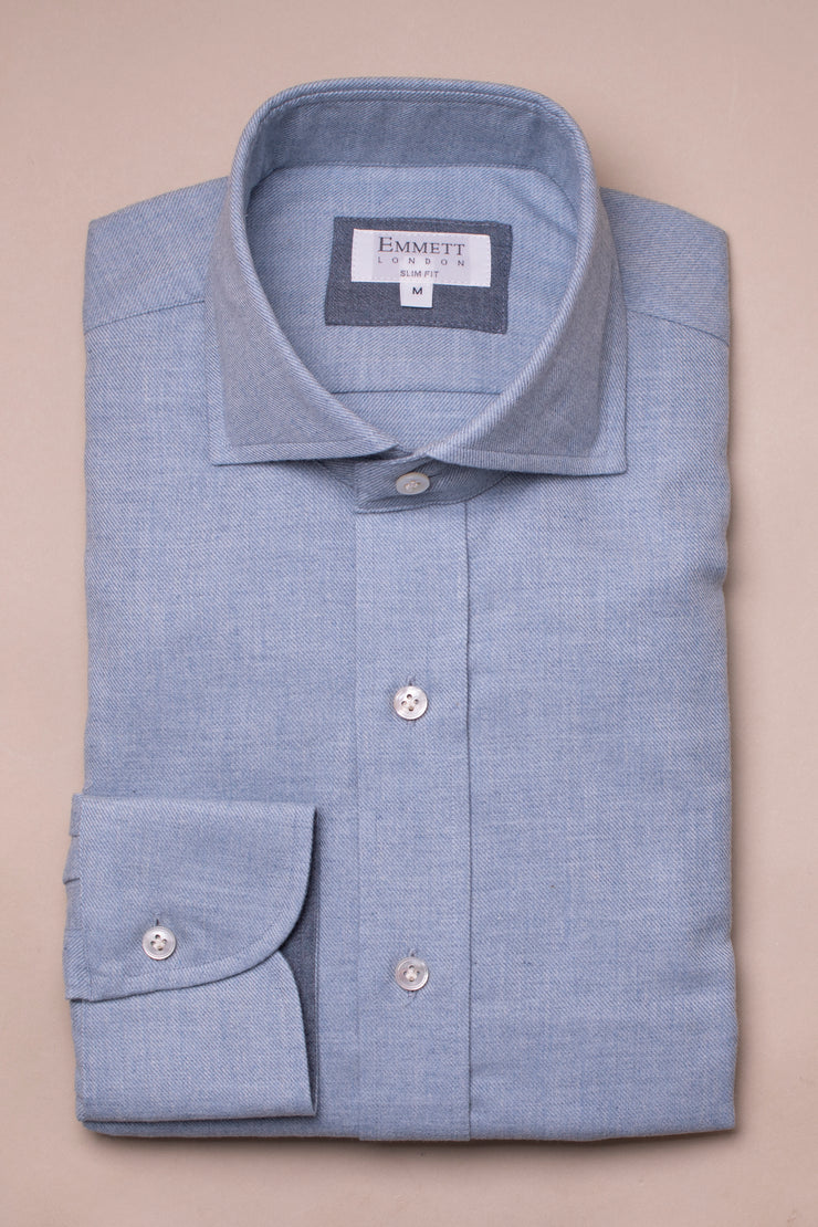 Soft Blue Brushed Cotton Shirt