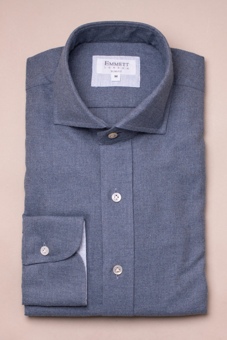 Denim Blue Brushed Cotton Shirt